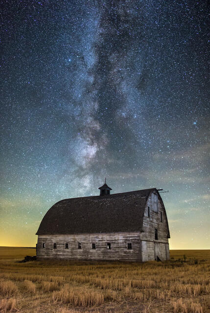 The Milky Way Galaxy over a barn in eastern Washington.
