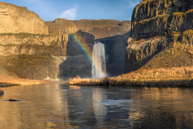 Palouse Falls Rainbow Reflection