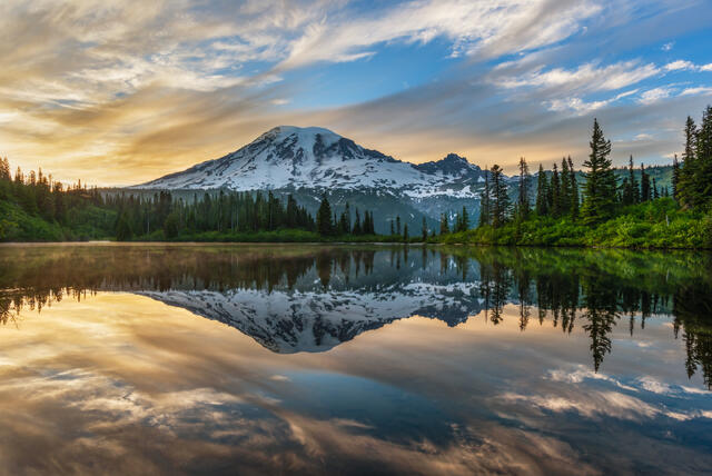 Bench Lake Rainier Reflection