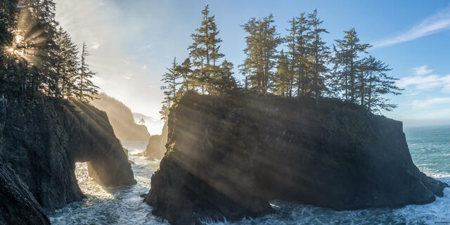 Oregon Coast Sun Rays Panorama
