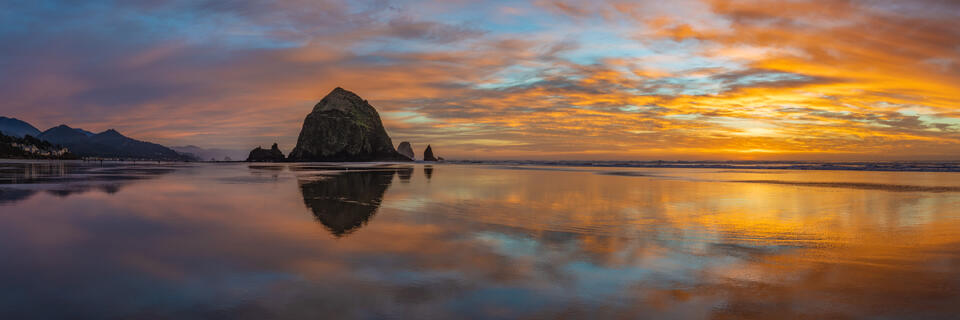Cannon Beach Sunset Super-Wide Panorama
